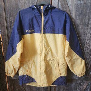 Women's Columbia Vintage Rain Jacket Windbreaker Size‎ Small Yellow & Navy Blue